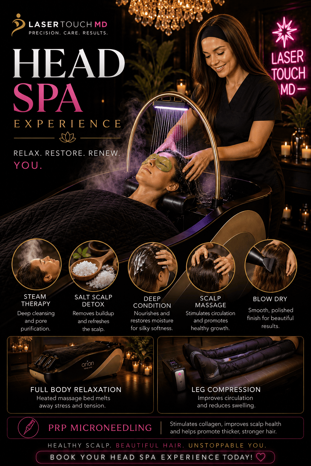 Jasmine providing the Orion Head Spa experience at LaserTouch MD in Bentonville Arkansas