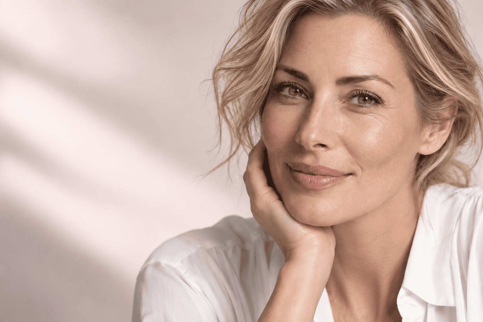 Illustrative beauty portrait with blonde hair